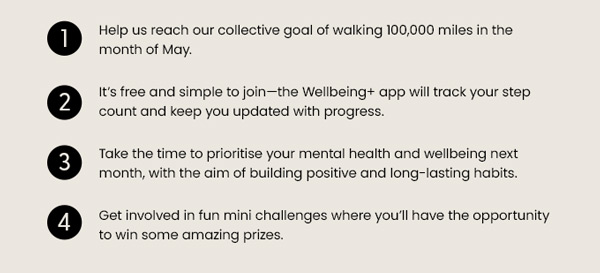 Help us reach our collective goal of walking 100,000 miles in the month of May...