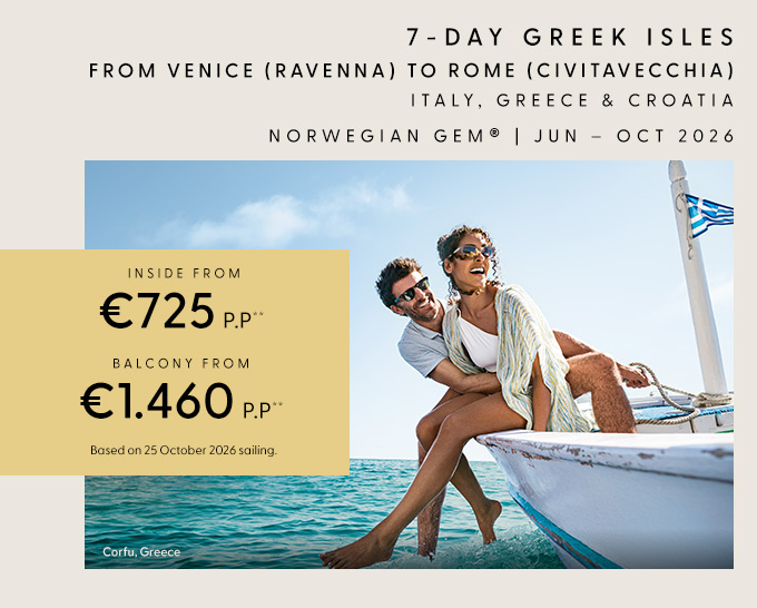 7-Day Greek Iles from Venice (Ravenna) to Rome (Civitavecchia)